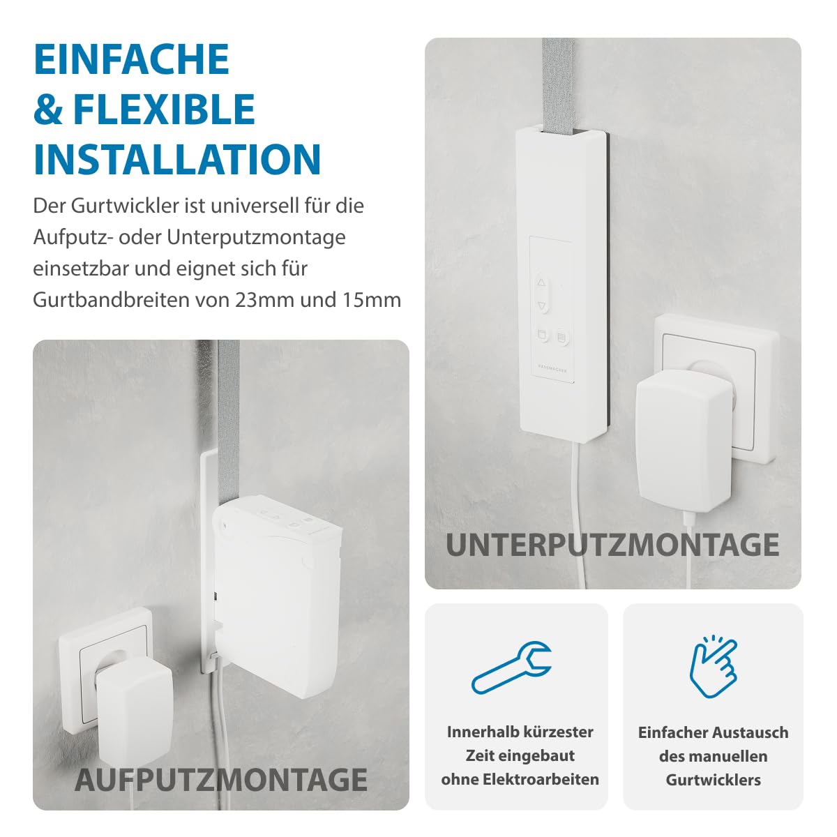 Rademacher Universal Gurtwickler smart; Elektrischer Gurtwickler mit Matter over Thread, kompatibel mit Apple Home, Amazon Alexa, Google Home; erfordert Thread Border Router; Rollladen-Gurtwickler