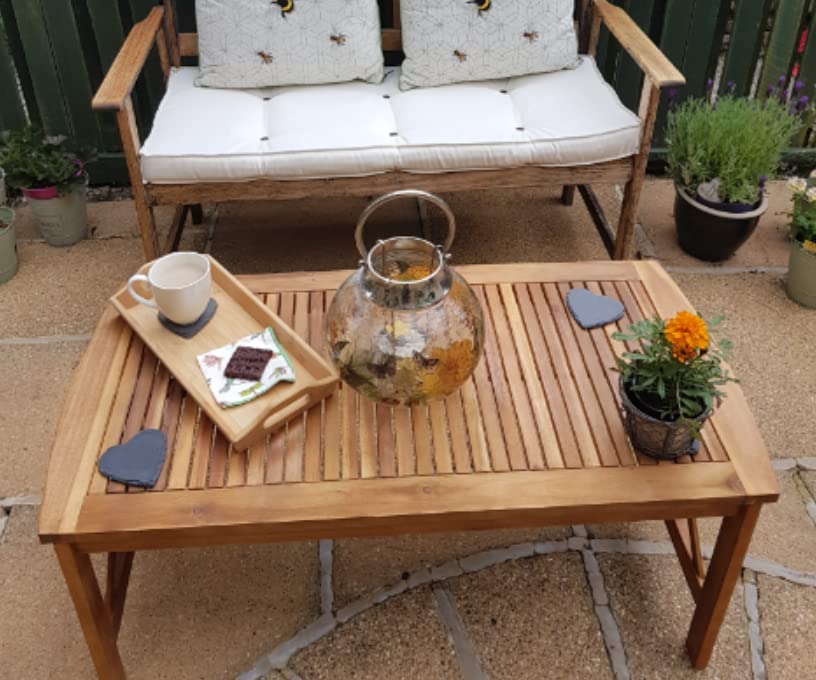 Garden Coffee Table Large Rustic Solid Wood Vintage Outdoor Patio Lounge Dining Side End Farmhouse Furniture Wooden Bistro Balcony Deck Lawn Drinks Unit