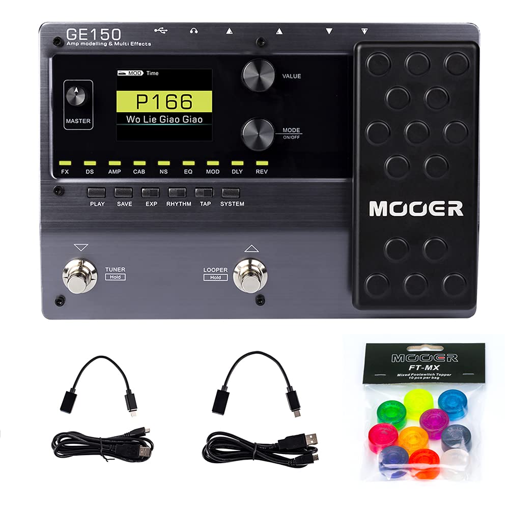 MOOER GE150 Portable Floor Multi Effects Pedal for Home Practice and Live Stream, Live Show, bundled