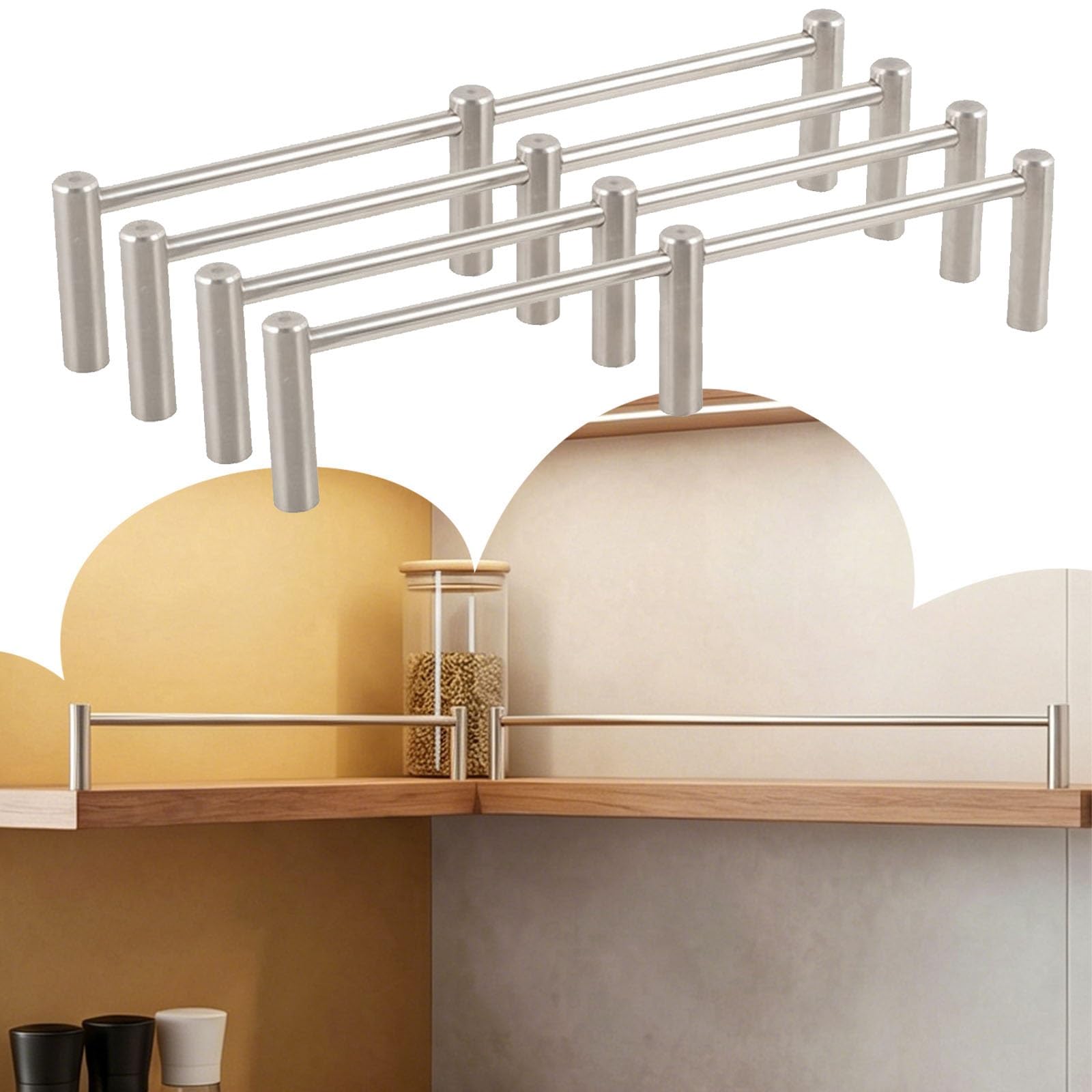 Renlxfi 4 Pcs Cabinet Shelf Guard Rail 3In Tall, Wooden Rack Front Fence Guardrails For Retail Rack/Gallery Shelves, Anti-Tipping Barrier Rod With Screws(,L 46In/117Cm)