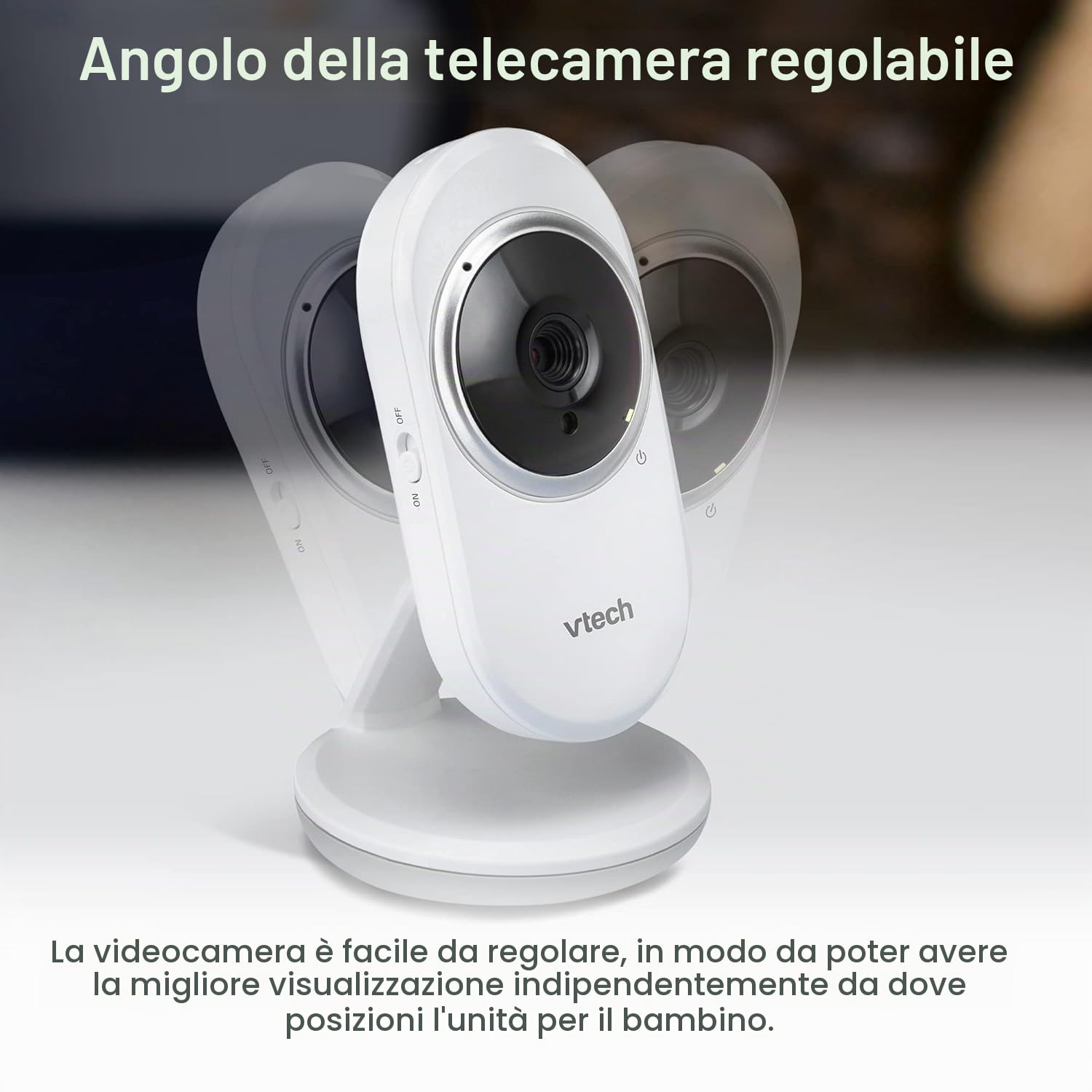 VTech Baby Monitor con Display 2,4", Visione Notturna, Comunicazione Bidirezionale, Sensore di Temperatura, Indicatore Sonoro, Raggio Fino a 300m, Suoni Rilassanti e Ninne Nanne, Senza Wi-Fi: VM320
