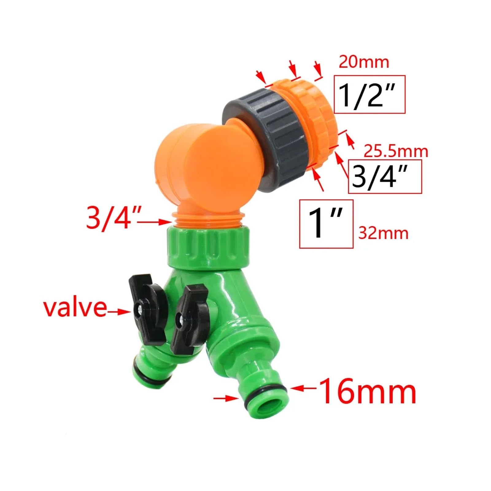 Suministros de jardinería Grifo de jardín de 2/4 vías, rosca hembra de 1/2, 3/4 y 1 pulgada, válvula de riego en Y, divisor de agua, conector rápido de manguera de jardín de 5/8", 1 juego Boquilla(Bla