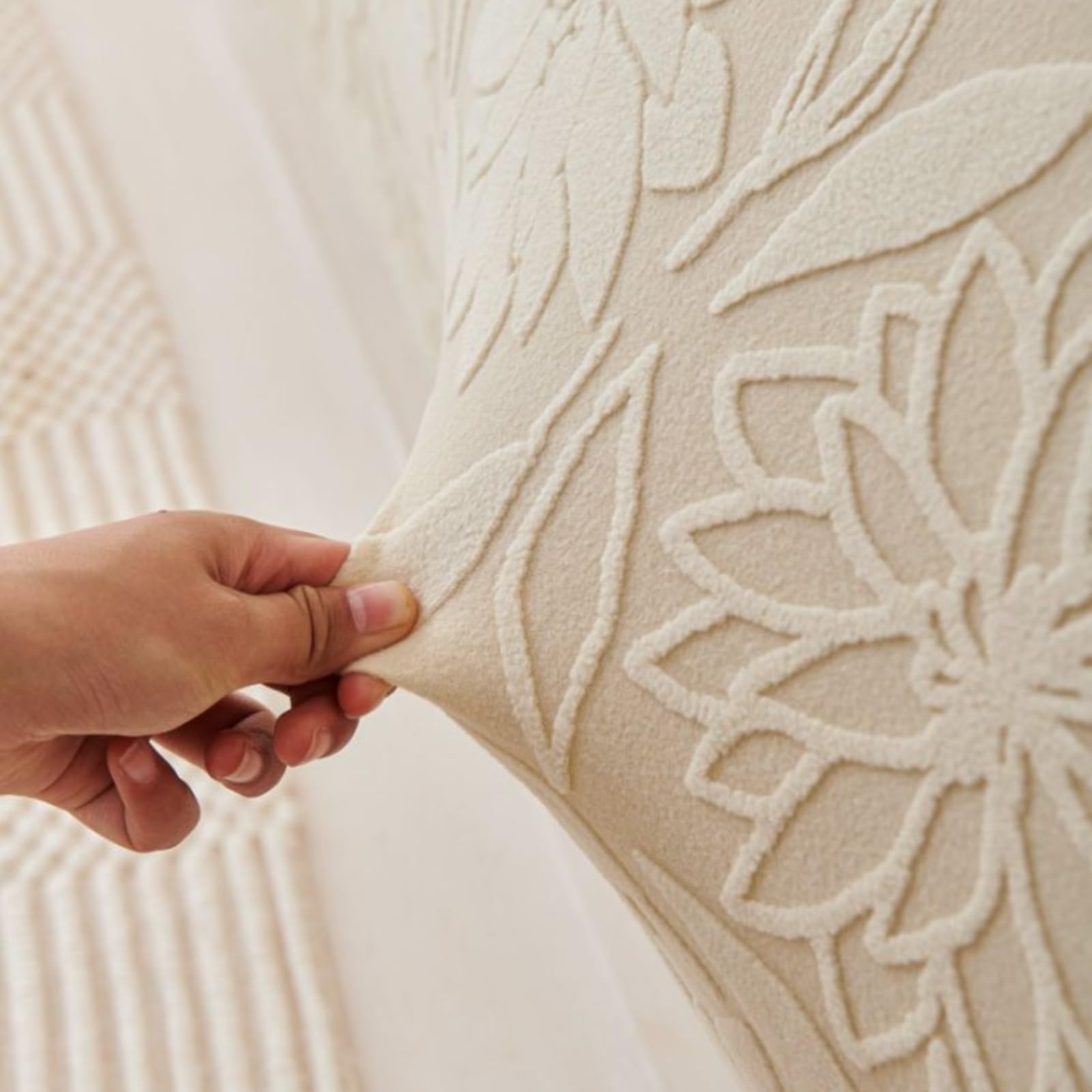 Generico protettiva antipolvere elastica in flanella con motivo Copritestata x Letto Matrimoniale per letto Queen King Copri Testata Letto Matrimoniale Girasole - Beige 86.6 pollici/220 cm