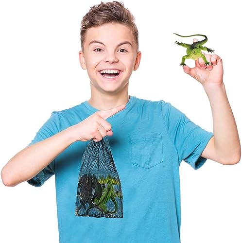 Miniatura 4 de ArtCreativity Surtido de figuras de reptiles en bolsa de malla, paquete de 5 figuras de reptiles en varios diseños, juguetes de agua de baño para