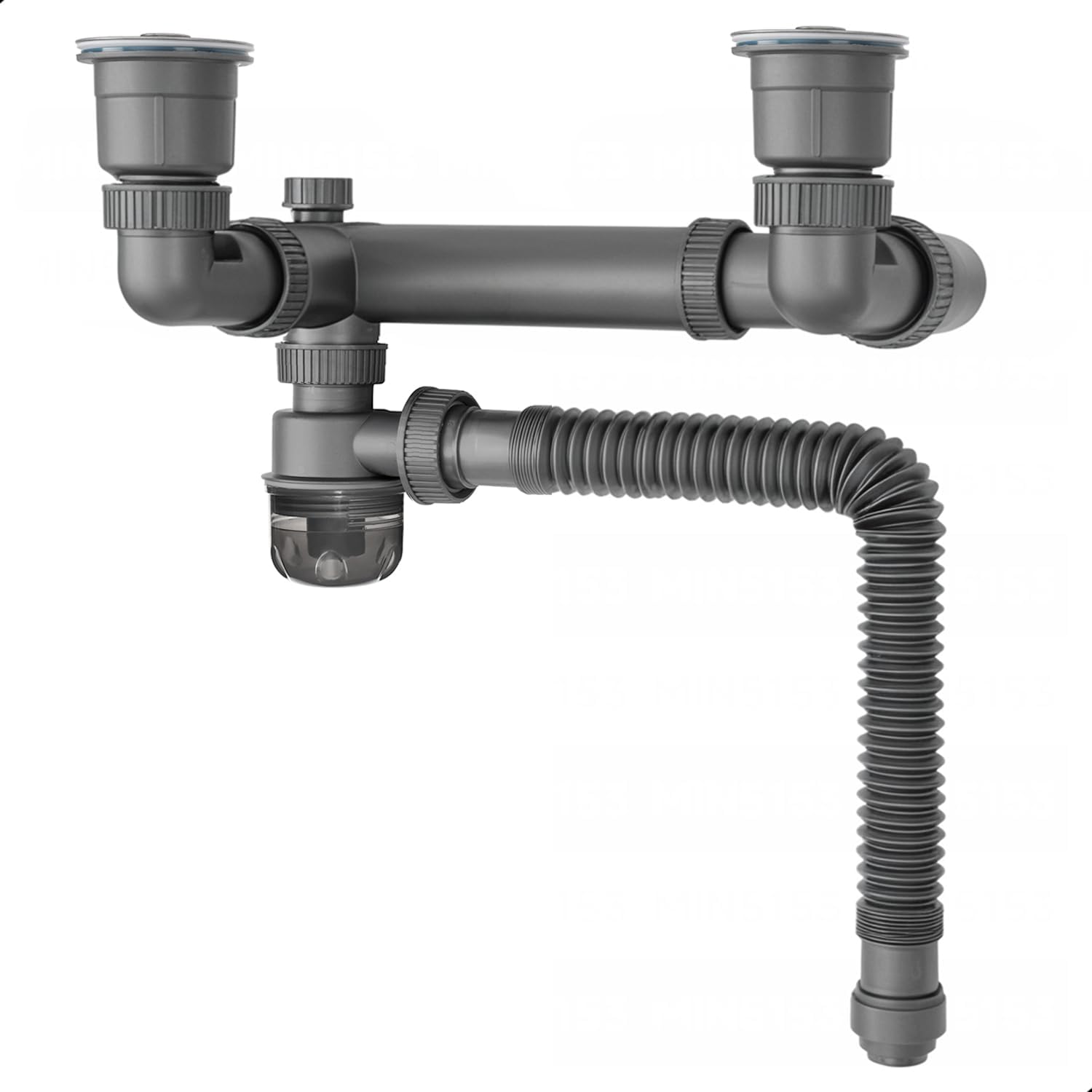 Cinsda Expandable Double Sink Drain Pipe Kit, 1-1/2 & 1-1/4 Flexible P Trap with water-sealed odor trap, Adjustable Plumbing Kit for Kitchen & Bathroom Sink Drainage