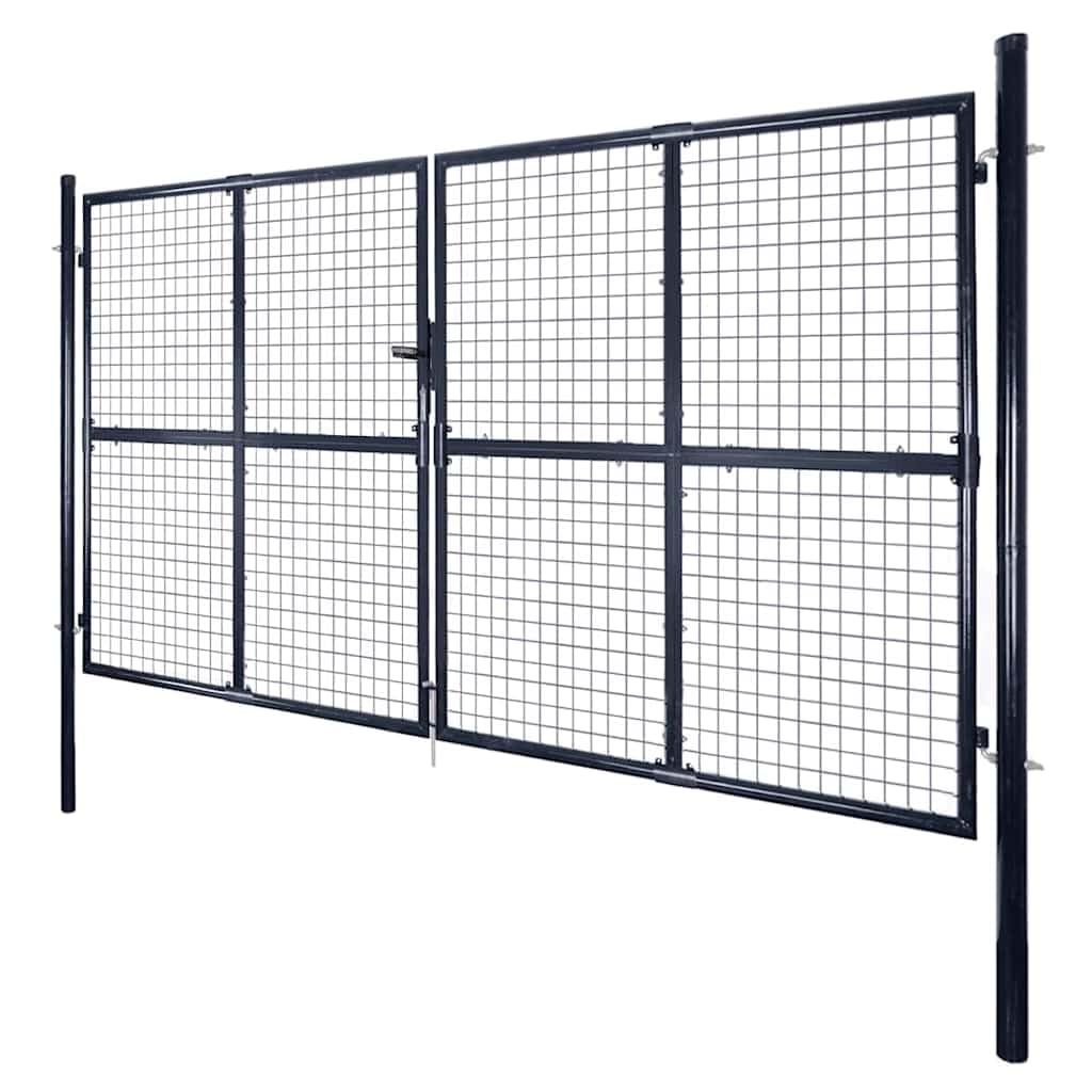 vidaXL Cancello da Giardino in Rete di Acciaio Zincato 300x200 cm Grigio
