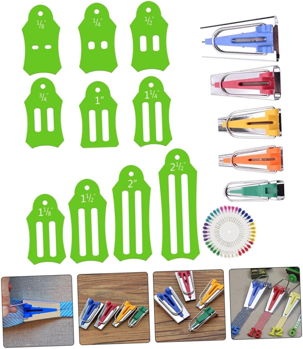 STOBOK 1set Fabric Bias Tape Makers Kit Sewing Tools Needles Folding Fabric Tools for Dressmaking Corsages Embroidery Daily Sewing