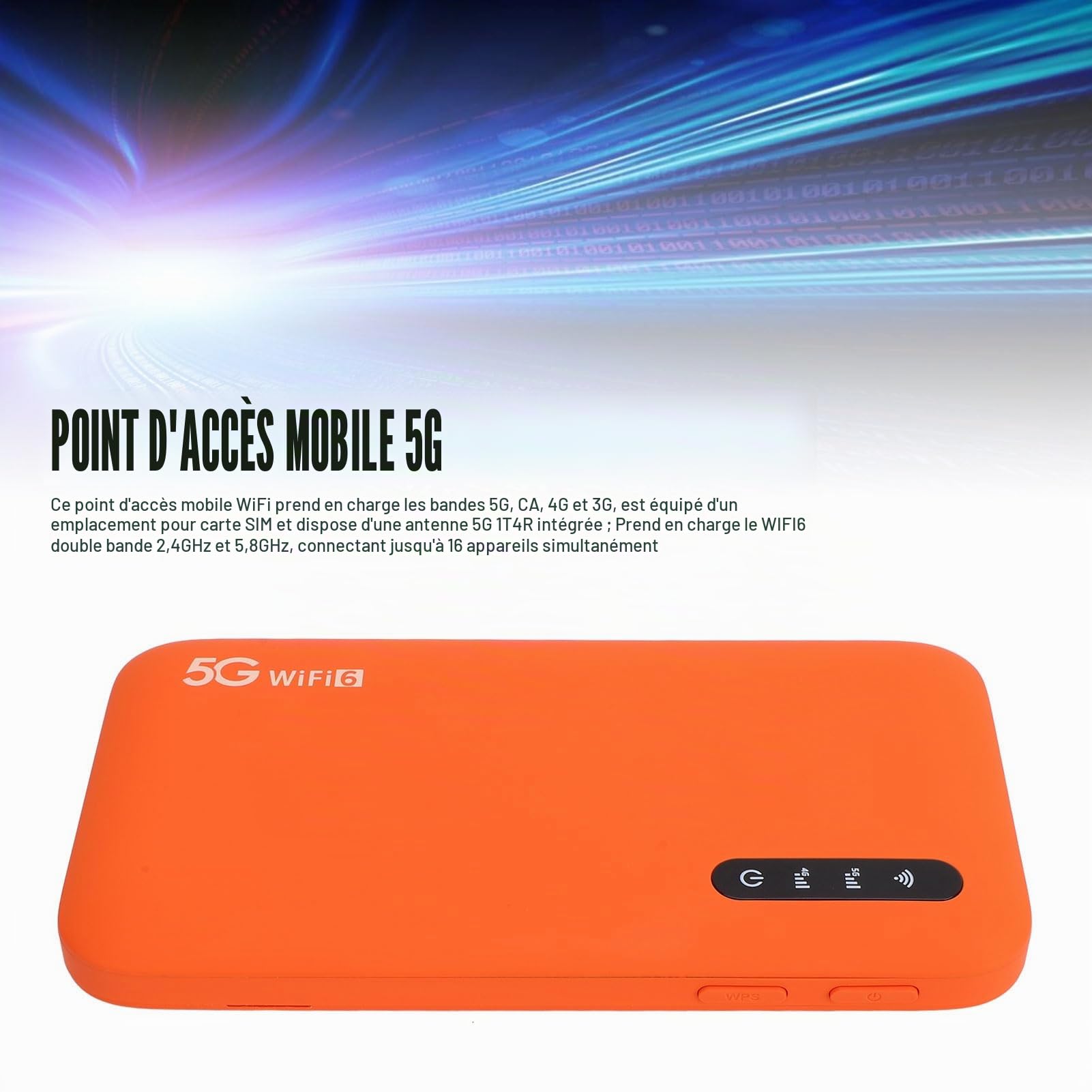 Goshyda Routeur WiFi 5G Portable avec Batterie 6100 mAh, Modem Mobile 5G pour Voyages