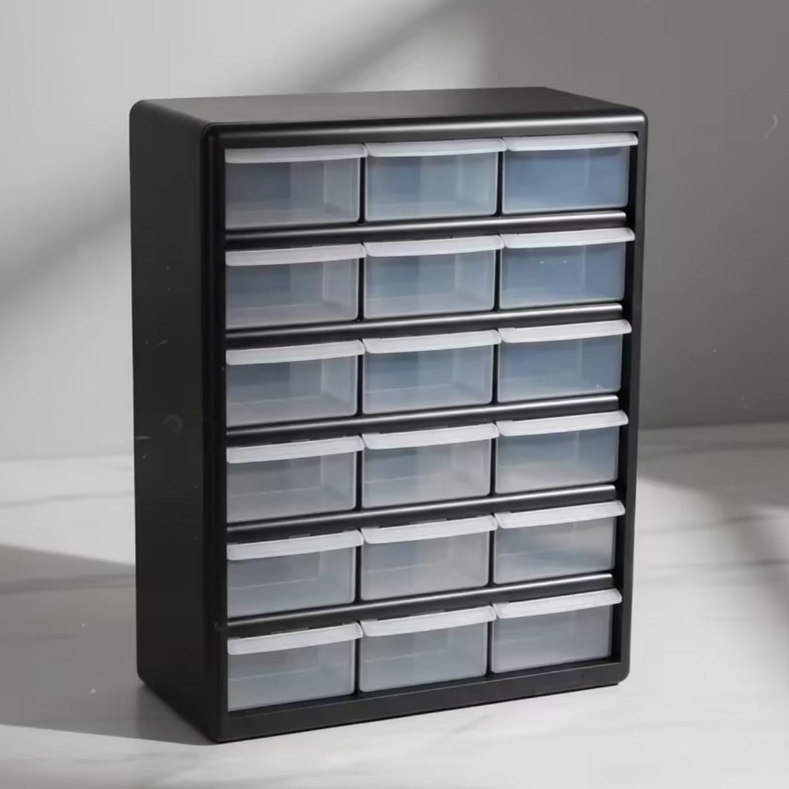 Organizzatore a Cassetti Cassetti Trasparenti Estraibili Mobili Contenitori Plastica Arredo Ufficio, Nero
