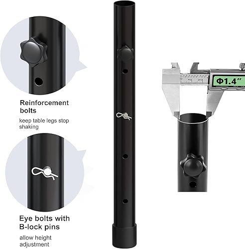 Miniatura 10 de ZhouDaShu Extensores de patas de mesa para mesas plegables, extensiones de patas de mesa de metal para patas dobladas y rectas, elevadores de patas