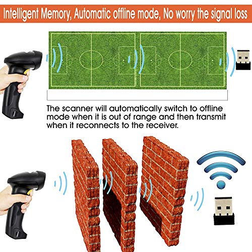 Teemi Wireless Barcode Scanner With Stand Handheld Bar Code Scanner Handsfree Scan 1D Laser Rechargeable Bar Code Reader 2.4Ghz Wireless And Usb Plug And Play thumb #3
