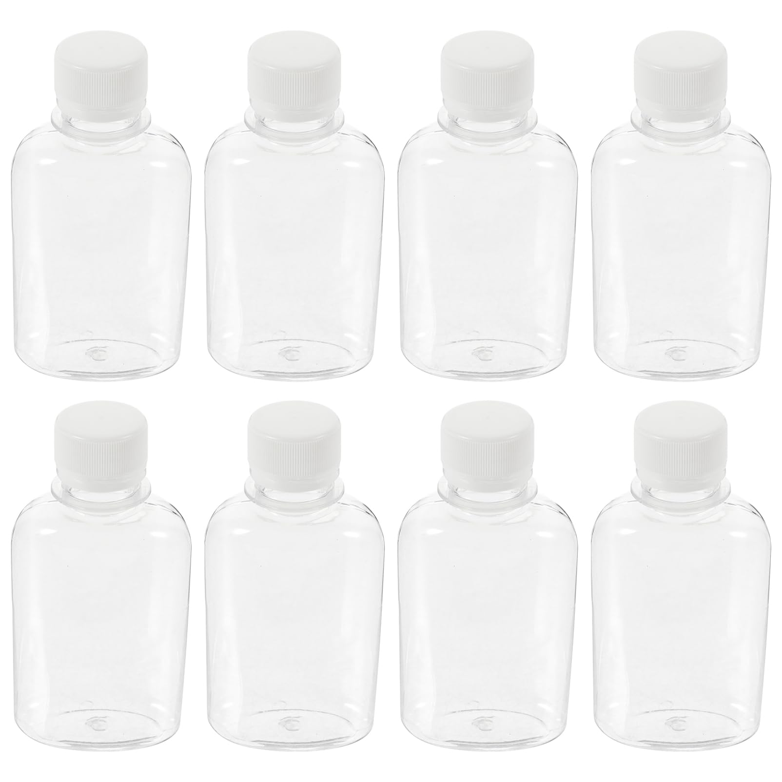 FELTECHELECTR 12-pack Leak Proof Travel Bottles 150ml Empty Juice Bottles for Outdoor Party Classroom Flat Bottom and Sealed Cap