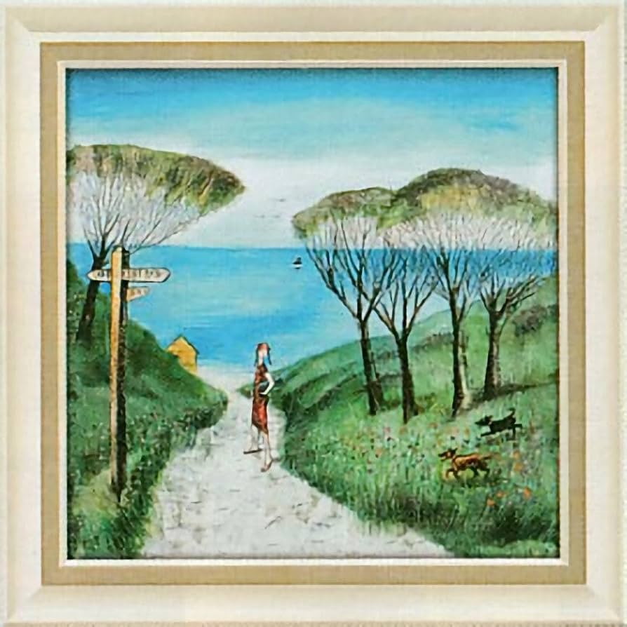 Amazon.co.jp: ジョーラム ビーチパス 複製画 風景画 犬 浜辺 一