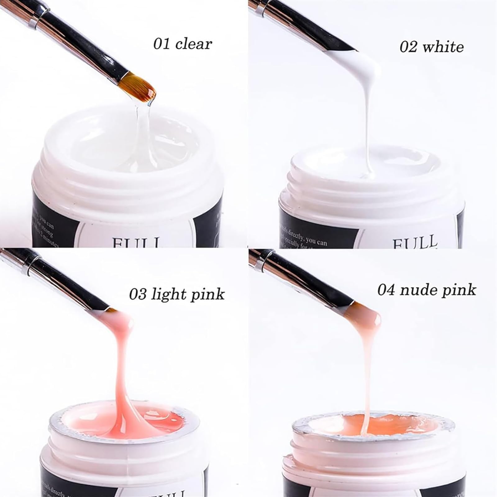 4 Colori Gel Unghie Ricostruzione, 15 ML Builder Nails Gel Ricostruzione Unghie, Gel Ricostruzione Unghie Professionale, per Rinforzare Proteggere Allungare