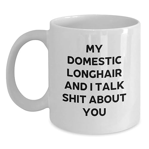 Funny Domestic Longhair Cat White Coffee Mugs Gifts from Family