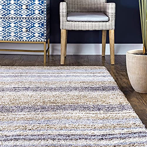 Image of Classie Ombre Pattern Rectangular Shag Area Rug,9X12 Feet,Denim,Multicolor