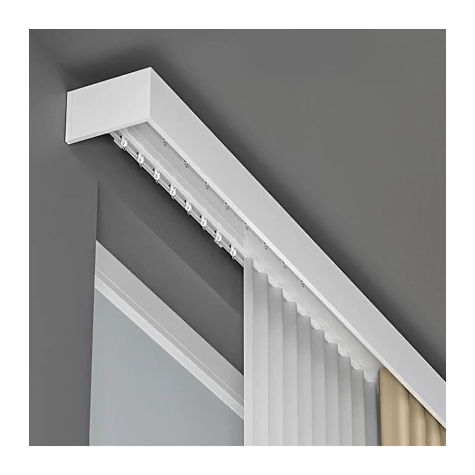 Curtain Track Double Tracks, Wall Mounted Double Track Curtain Box 1-7m Living Room Bedroom Window Hotel Dividers(4.5m/14.8ft)