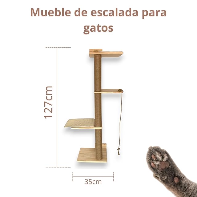 Foto 5 de 6 de Árbol Rascador para Gatos Interior Salina 127 cm con Sistema Anticaída