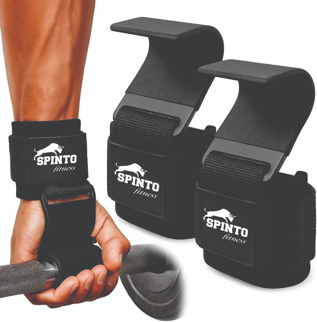 Heavy Duty Weight Lifting Hooks with Padded Wrist Straps Non-Slip Steel Gym Hooks for Deadlifts, Pull-Ups, Powerlifting & Strength Training for Men & Women
