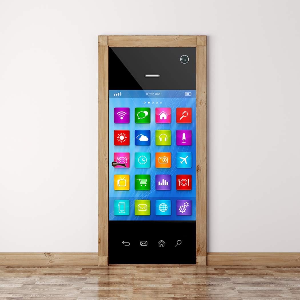 Door Mural Smart Phone App - Self Adhesive Fabric Door Wrap Wall Sticker