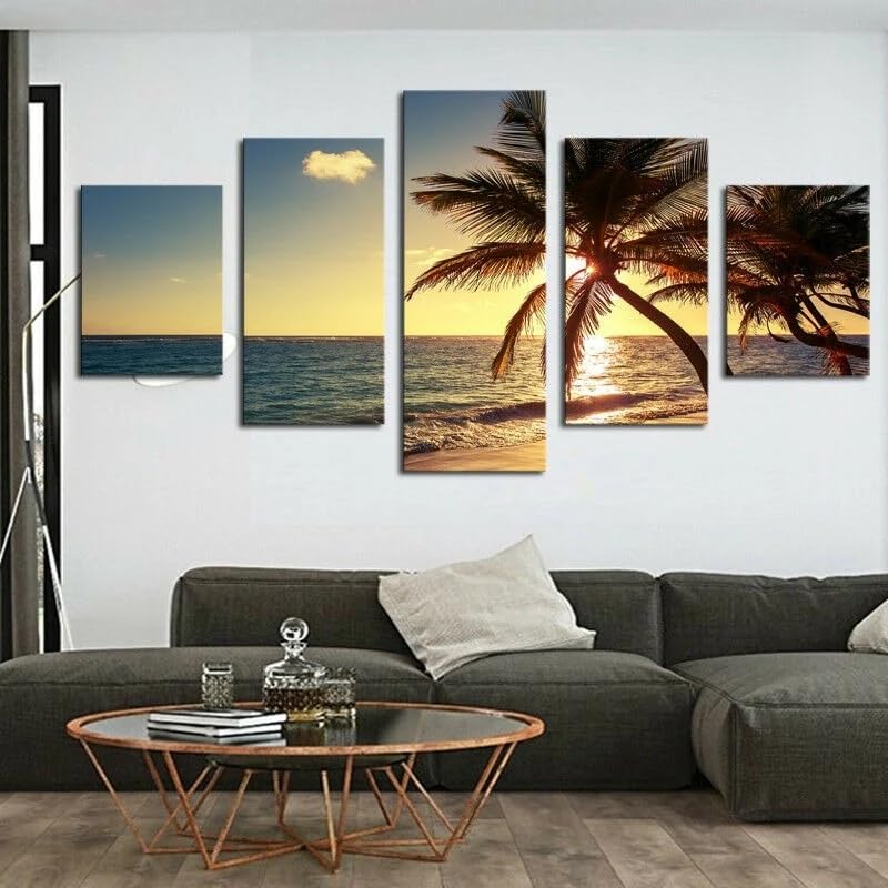 Paysage marin coucher de soleil cadre decoration murale pour salon