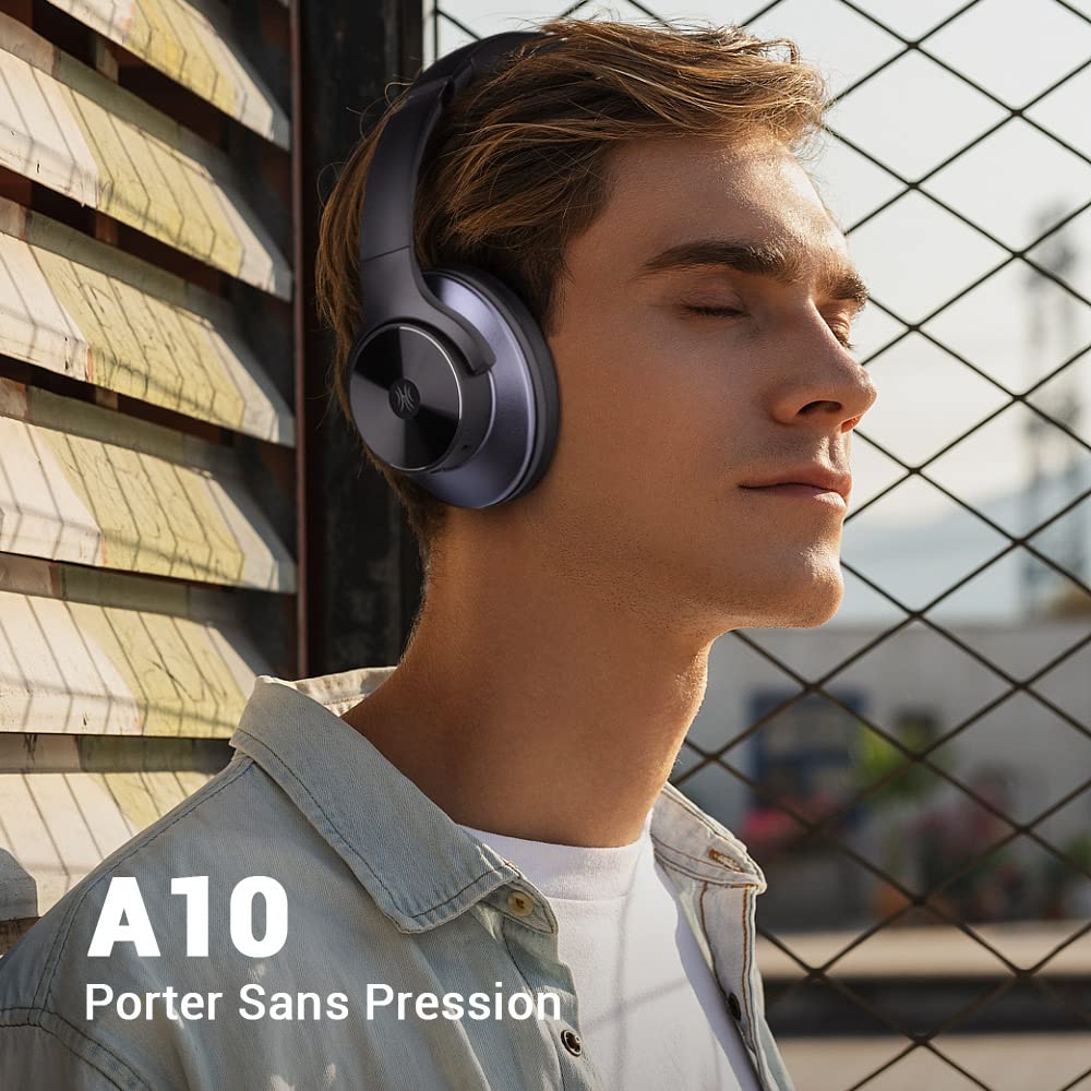 OneOdio A10 Casque Bluetooth sans Fil à Réduction de Bruit Active Hybride à Multi Mode 62 Heures Extra Bass, Casque Audio, Bluetooth & Filaire Mode,Voyage, Bureau,Connexion à 2 Appareils Bluetooth