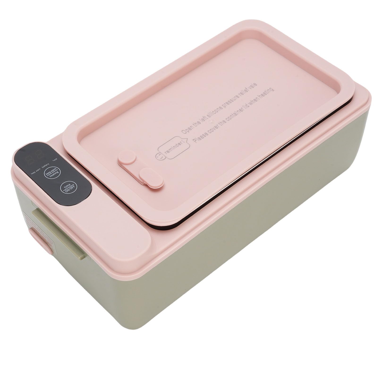 Kabellose Elektrische Lunchbox 40W, Warmhaltebox für Essen mit 1L 304 Edelstahl-Innenbehälter und Auslaufsicherer Design für Reisen, Arbeit, Outdoor (GREEN)