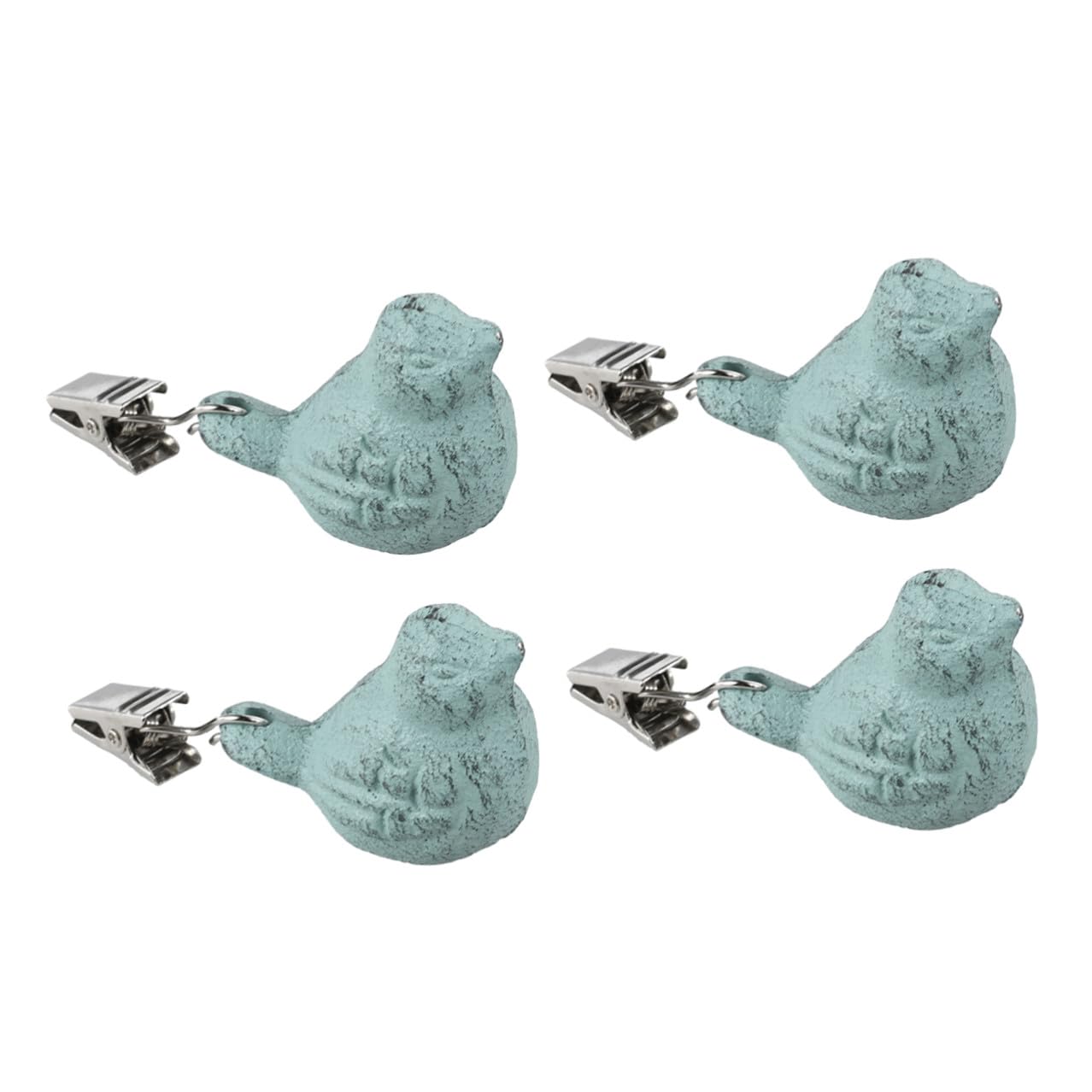 4 STÜCKE Tischdeckenklammern aus Robustem Eisen mit Kreativem Vogel Design Wetterfeste Tischdeckenbeschwerer für Outdoor Picknick Garten Hochzeit und Esszimmer Grüne Dekoclips
