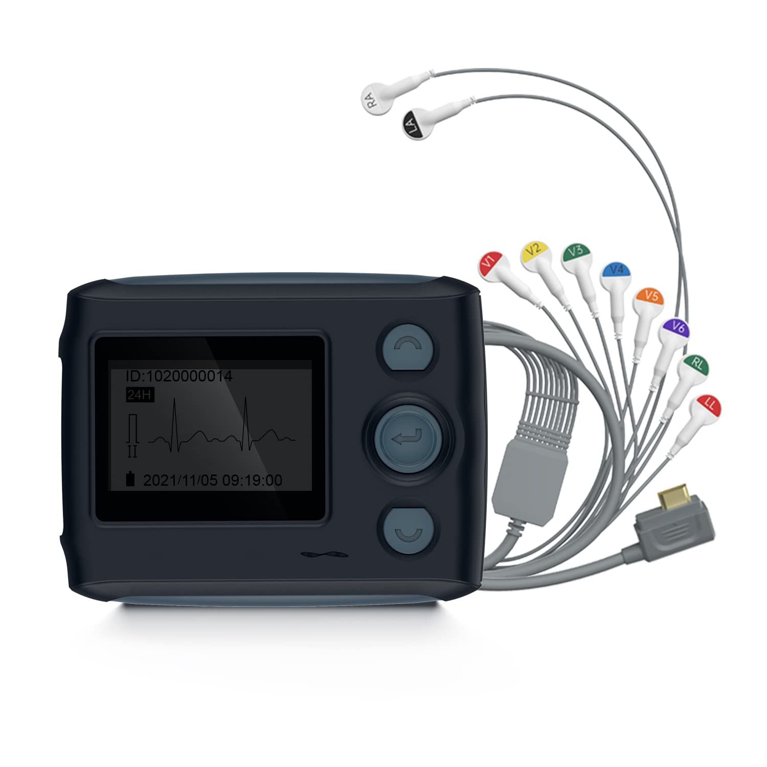 Livenpace 12-Lead 24 Hours Monitor with AI Analysis Supports to Analysis 17 Events, SD Card Recording, LCD Screen, Software Compatible with Mac & Windows, TH12