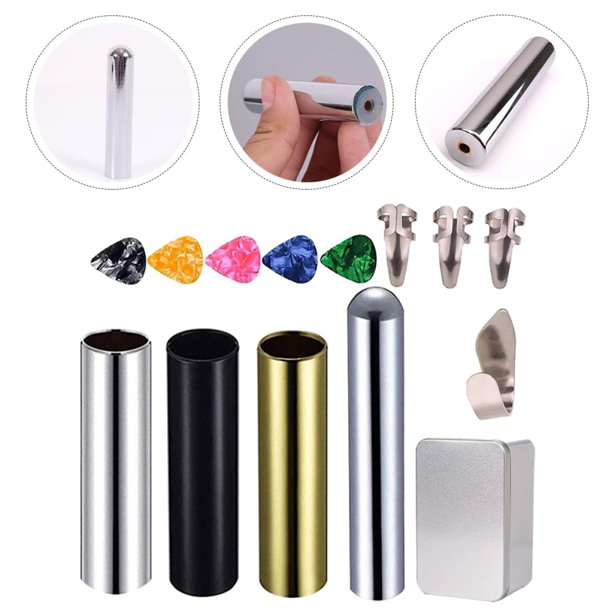 Kit de Slide para Guitarra 14 Piezas Caja Metálica