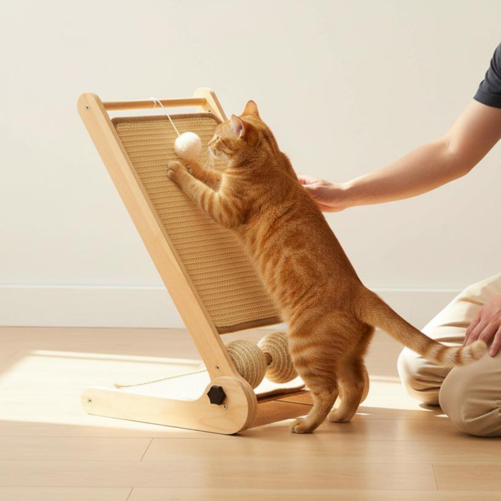 Jiuvaso Tiragraffi per Gatti Tiragraffi Tavola Pedana Rifugio con Superficie in Sisal Resistente All’usura Cornice Pieghevole a L Adatto per Appartamento Salone Camera Angoli
