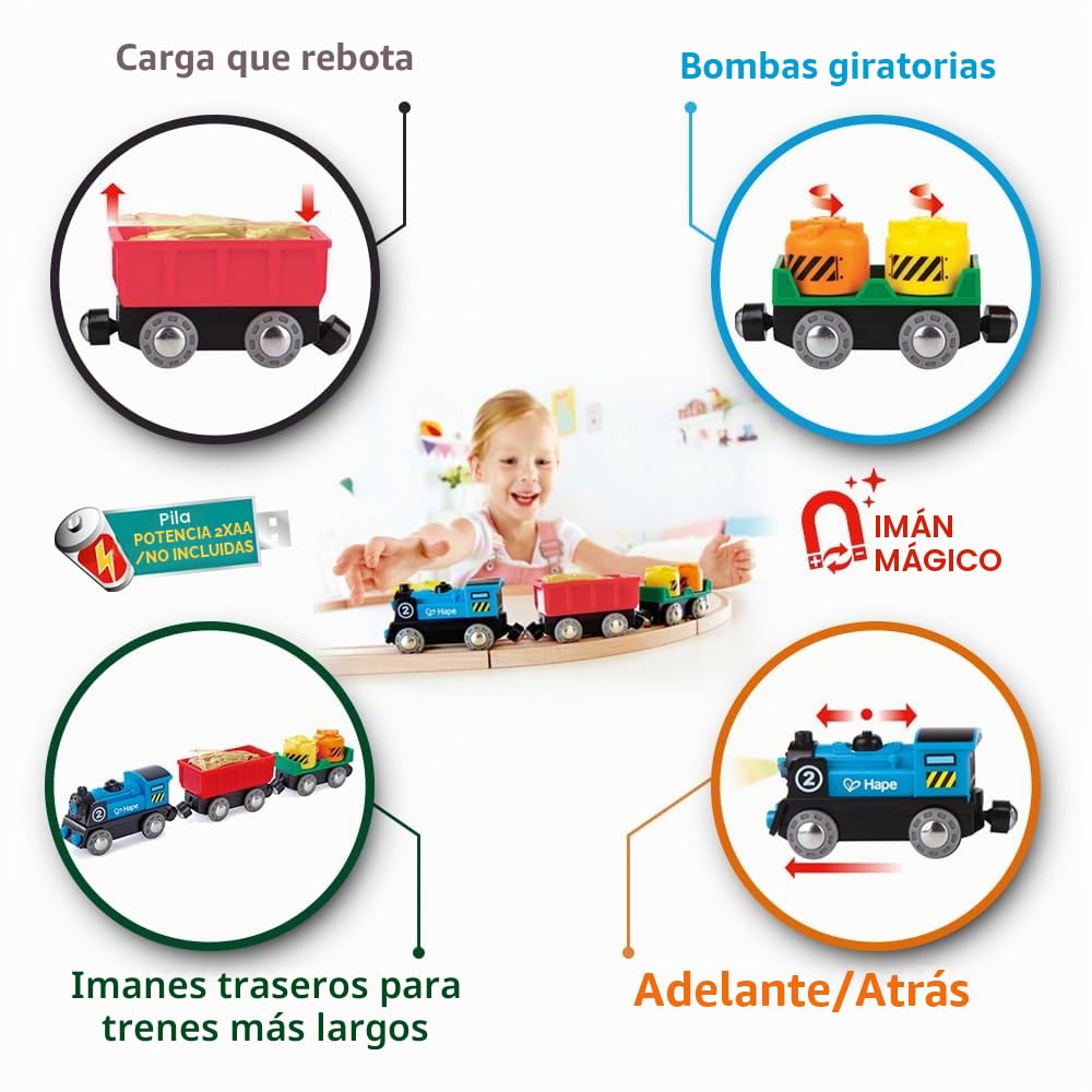 Hape- Tren de Mercancías, Juguete de Ferrocaril, a Partir de 3 años