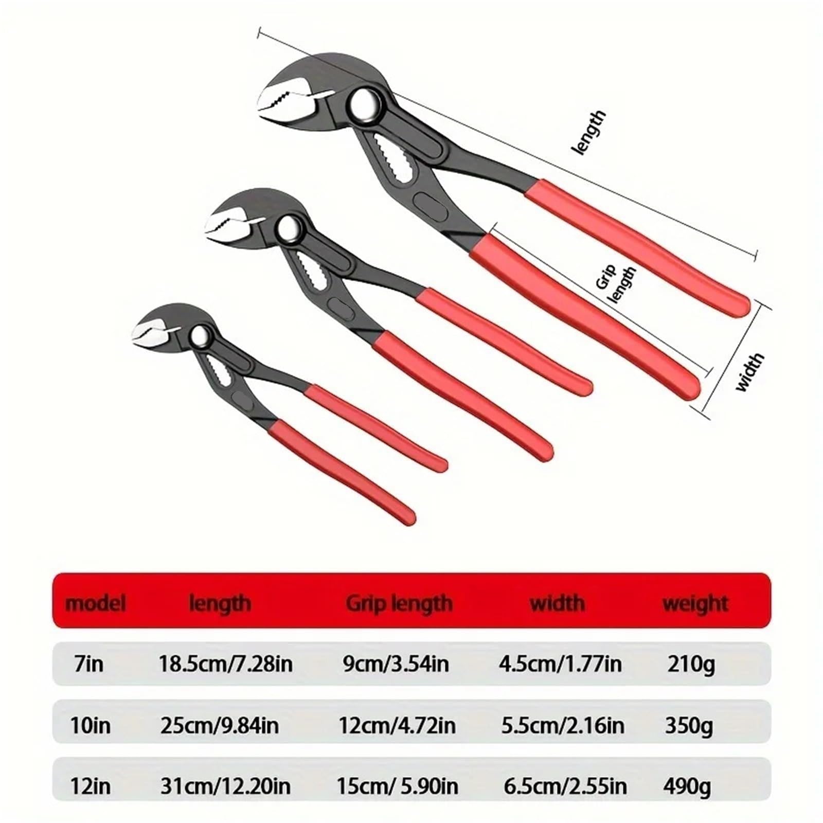 Pinza a crimpare idraulica, Pinza per Pompa dell'Acqua a Regolazione Rapida, Chiave Regolabile, riscaldatore con Apertura Grande, per Rame e Alluminio (12 Pollici)