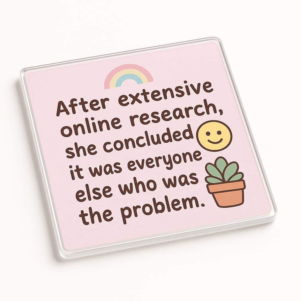 The Plum Penguin Ironic Bloom Acrylic Coaster Gift With Playful Design - Whimsical Kawaii Pastel Decor For Millennials & Gen Z Friends