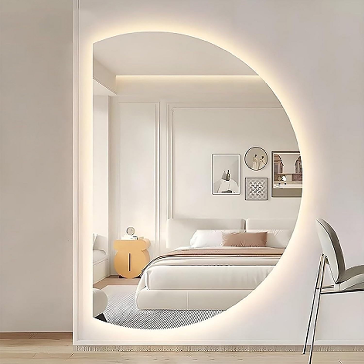 WQZzjm 120cm Smart Bathroom Mirror, 3Color LED Light, AntiFog, FullLength Mirror (130cm, 35in) Modern Design, Perfect for Home Decor and Vanity (Cut Left 39in)