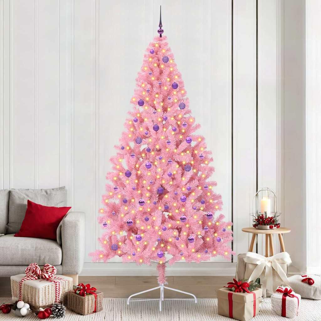Árbol de Navidad rosa preiluminado de fácil montaje y gran durabilidad