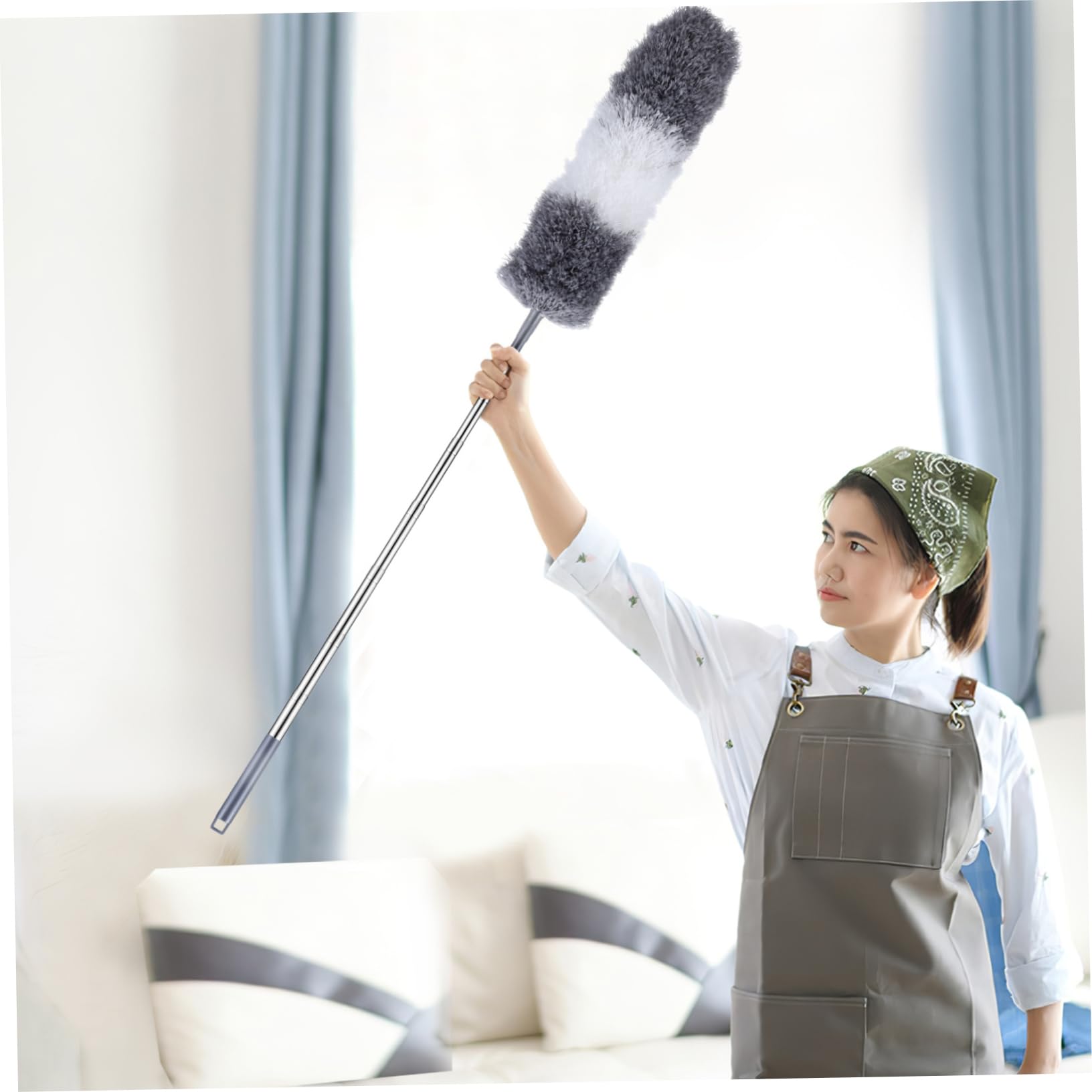 ULDIGI Ceiling Fan Blade Duster Long Handle Microfiber Duster Washable Head for Gaps and High Ceilings