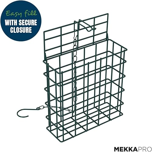 Miniatura 3 de MEKKAPRO Comedero de sebo con techo de metal colgante, capacidad de un sueto, colgador de comedero de pájaros resistente al agua, comedero colgante