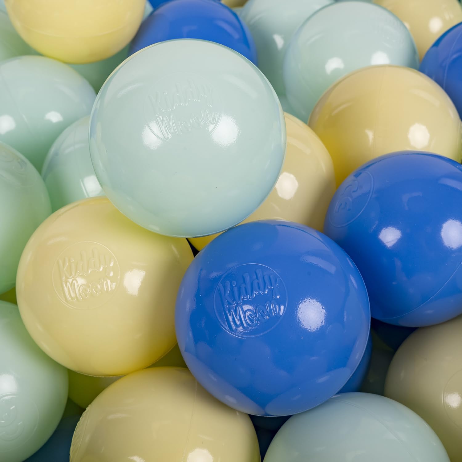 KiddyMoon Soft Plastic Play Balls 700 Balls/7Cm-2.75In Multi-Colour Made In EU, Pastel Yellow/Blue/Mint โ image 1