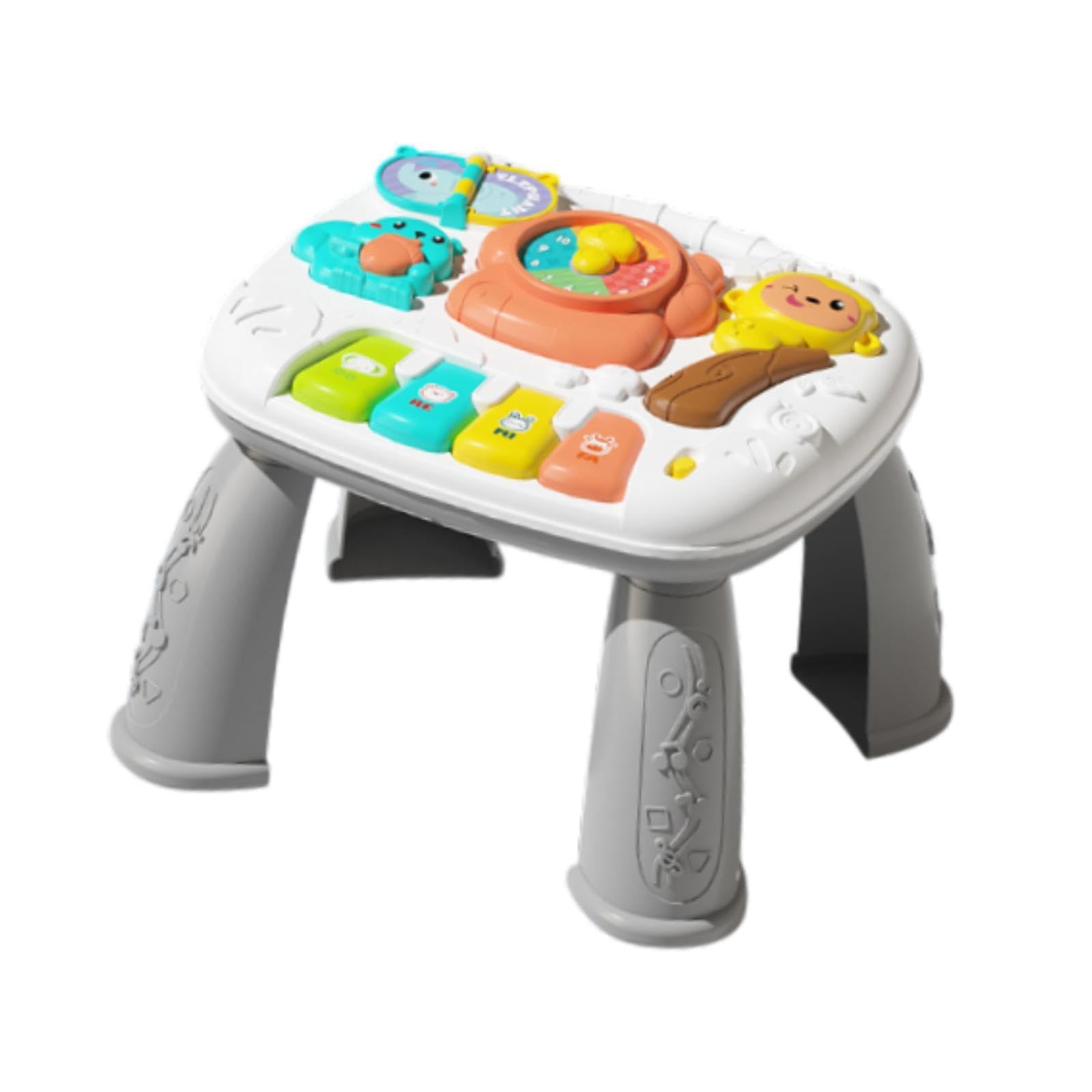 Mesa de Aprendizaje de Actividades para Bebés, Juguetes, Mesa de Aprendizaje Musical para Niñas de 3, 4, 5 Y 6 años, Color Gris, Gris