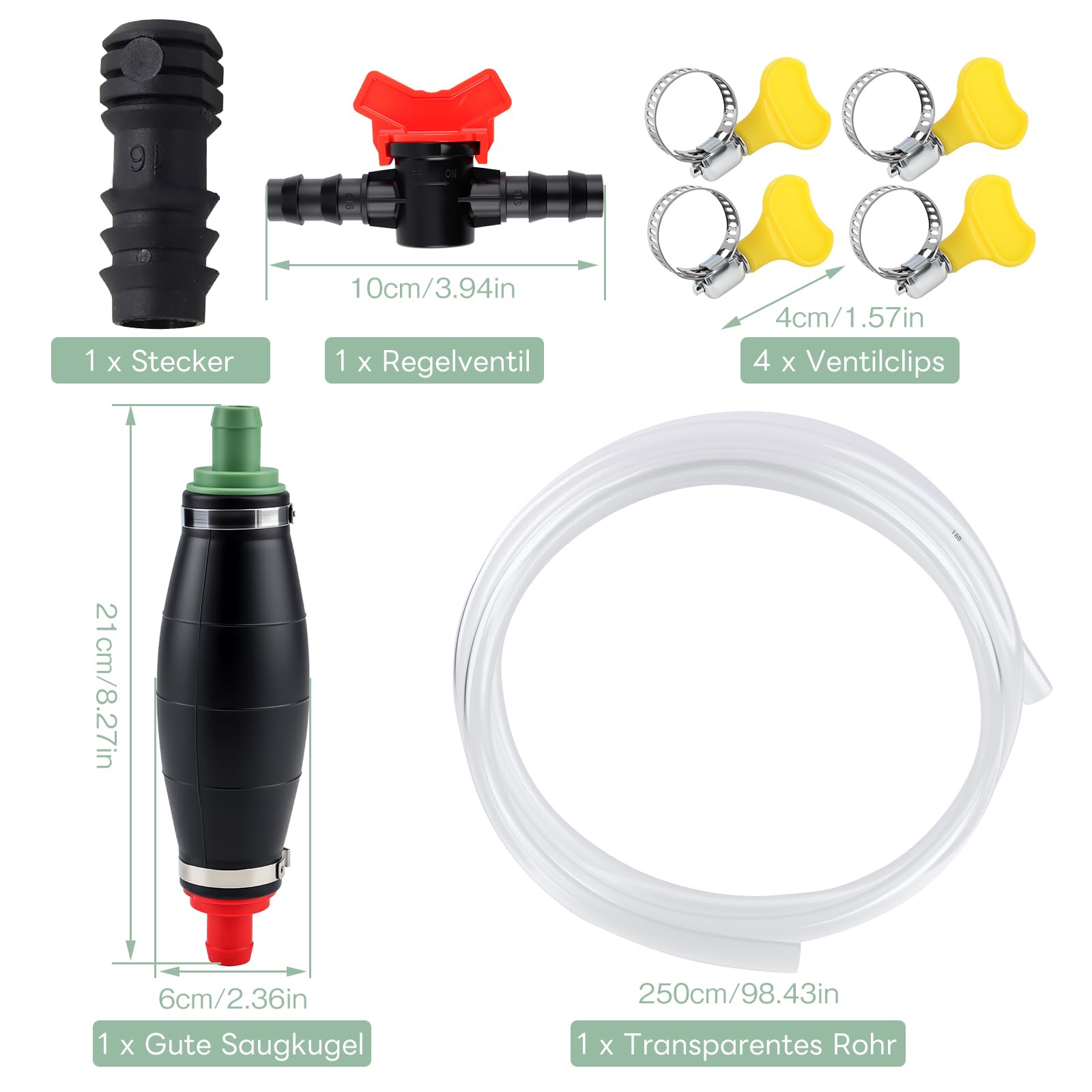 Aspirador manual XL con bomba de vacío, tubo de aspiración resistente al combustible de 2,5 m, para transferir aceite, diésel, gasolina y agua