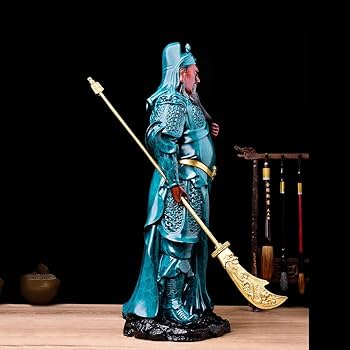 関羽 雲長 銅像 槍を持つ立ち姿約28cm 三国志 武財神 商売繫盛 開運