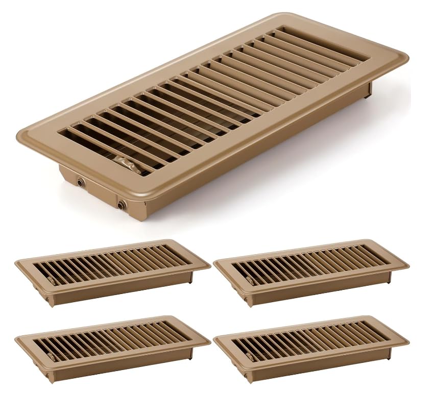 Floor Vents 4x10 inch, Heavy Duty Metal Vent Covers (4) brown