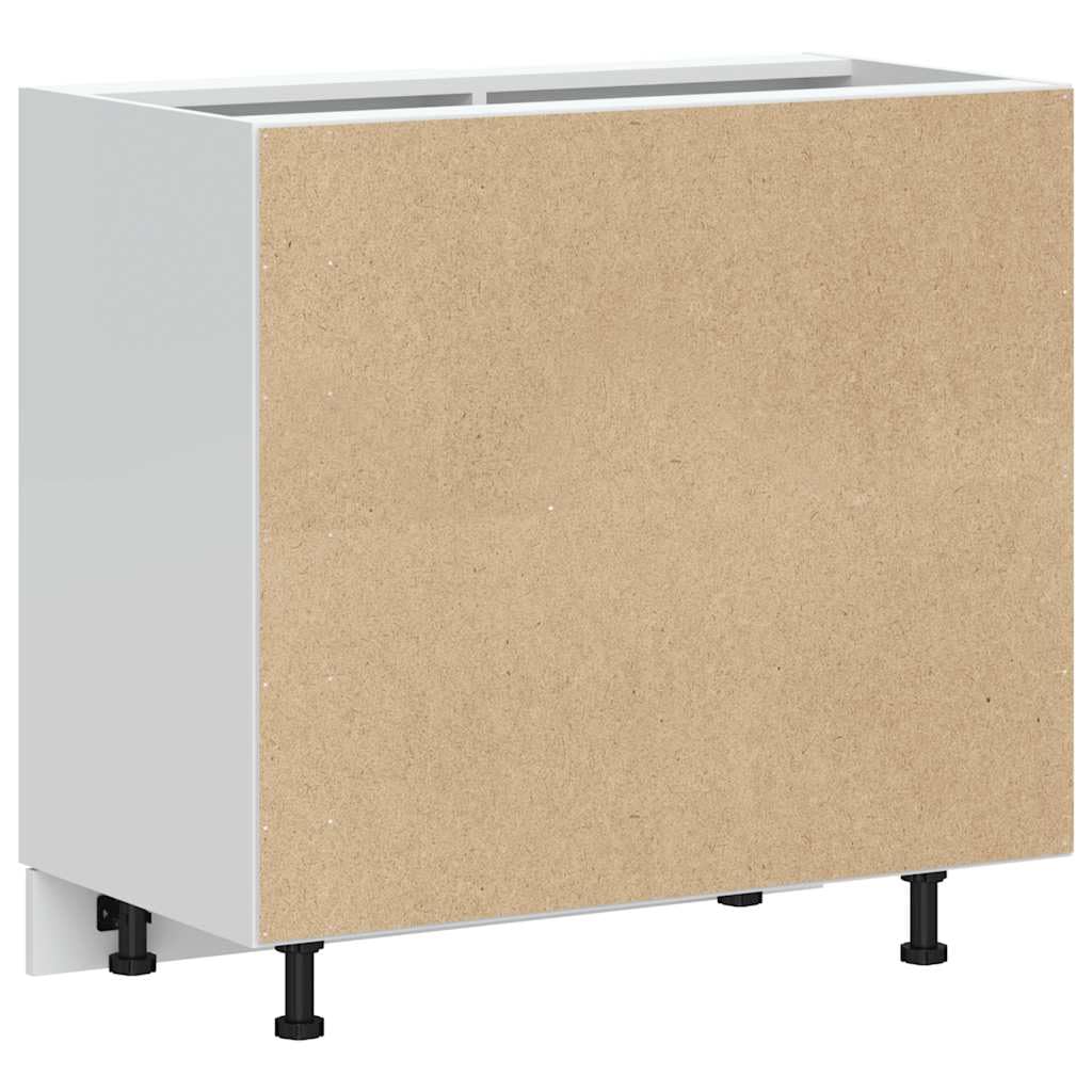 Küchenunterschrank Lucca Hochglanzweiß aus Holzwerkstoff 86 x 46 x 81,5 cm, mit verstellbaren Füßen, Stauraum für Töpfe, Teller und Küchenzubehör, pflegeleicht