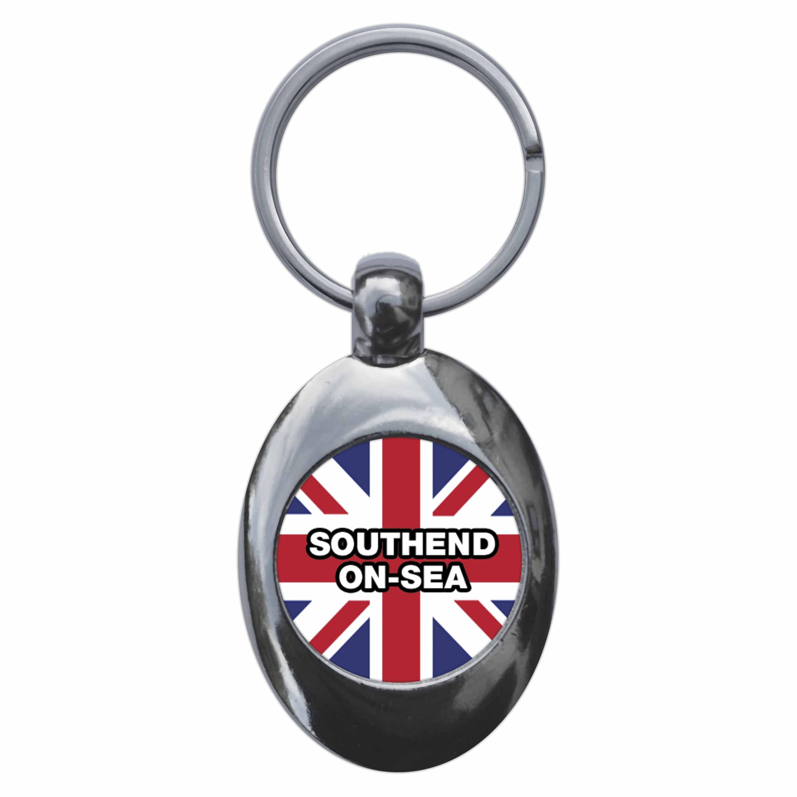 Ozorath Southend-On-Sea Union Jack Keyring Keychain With Trolley Coin