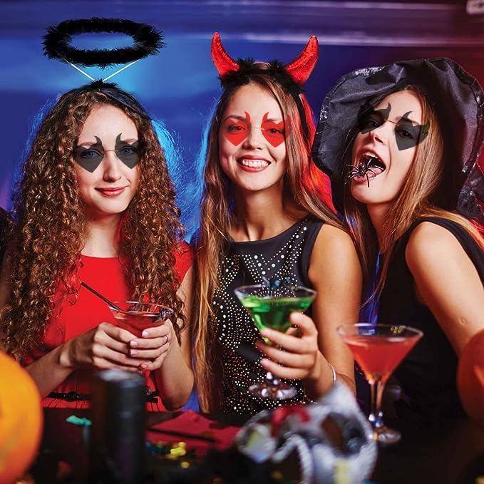 Goth Horns Heart Sunglasses for Women Rimless 90s Punk Heart Glasses Trendy for Party Festival colored Sunglasses - Image 7