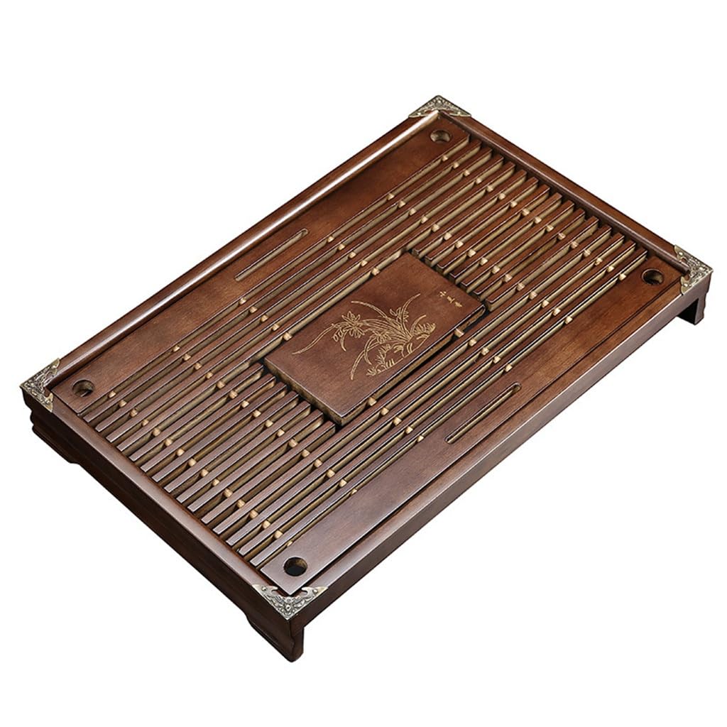 DCYEQRQ Kung Fu Tea Tray Water Home Kemu Wooden Set Drainage Storage Solid Wood Table (As Show Fits All)