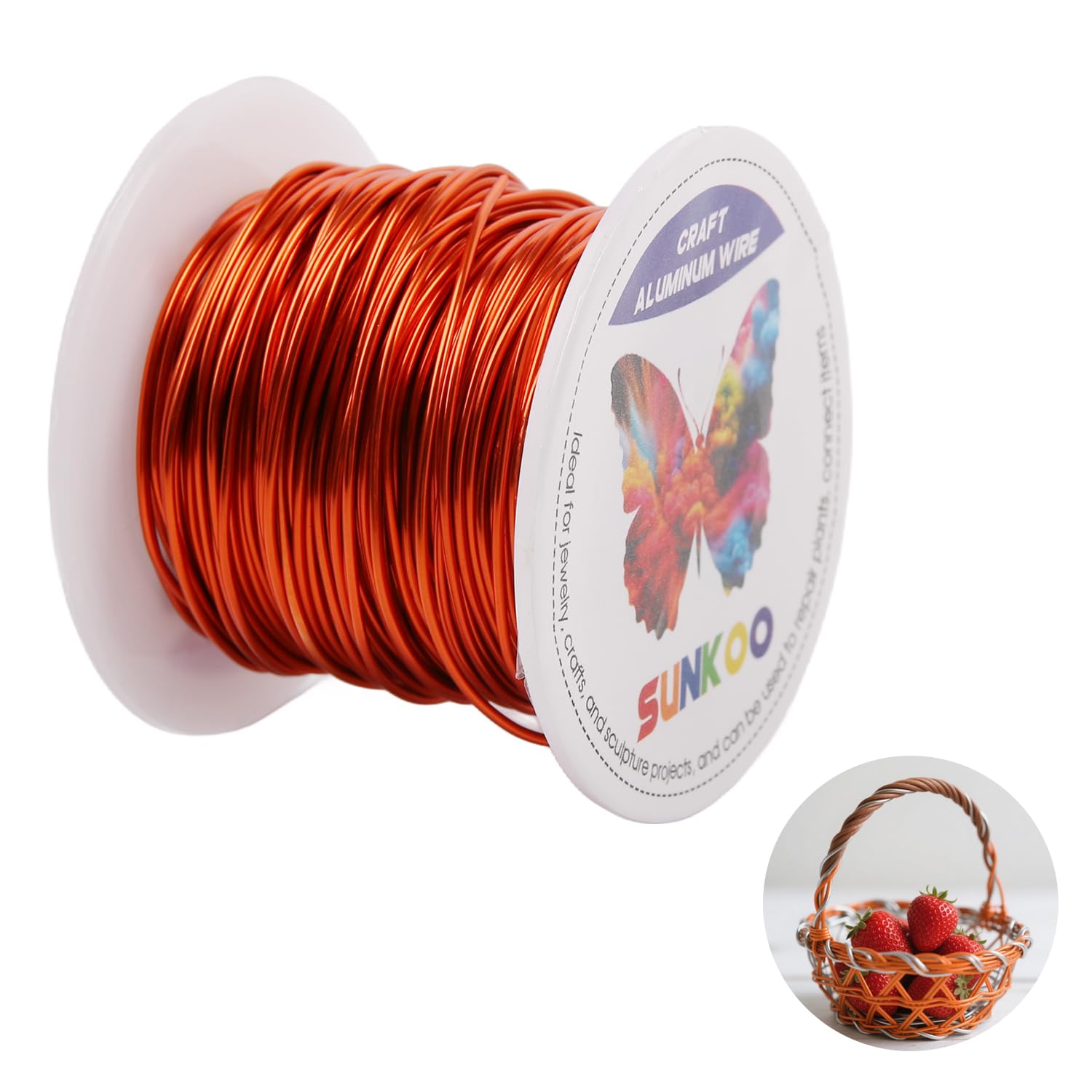 Sunkoo 18 Gauge 1mm Orange Aluminium Craft Wire,98.4Ft Bendable Wire for Jewellery Making Sculpting, Floristry, Armature