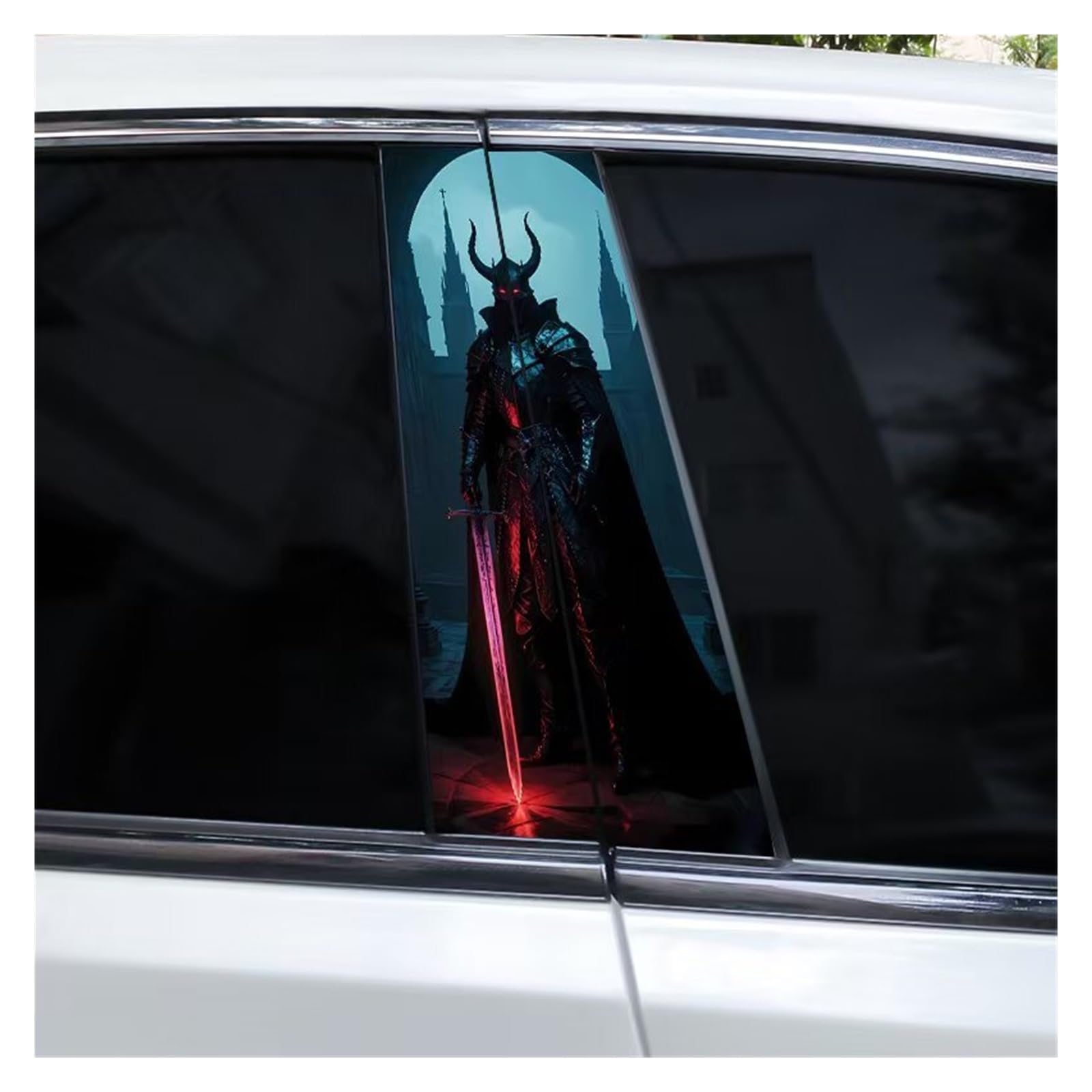 2-Piece Horror Skull Car Stickers, Waterproof Center Pillar Decals, Universal Skull Graphics for Door Columns and Exterior Decor(C-Style-9)