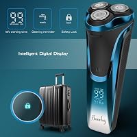 Aparat de ras electric pentru bărbați Amurhey, utilizare umedă și uscată, IPX7, cu 3 capete de schimb, trimmer pentru barbă, autonomie de 99 de minute, încărcător și etui de călătorie 6